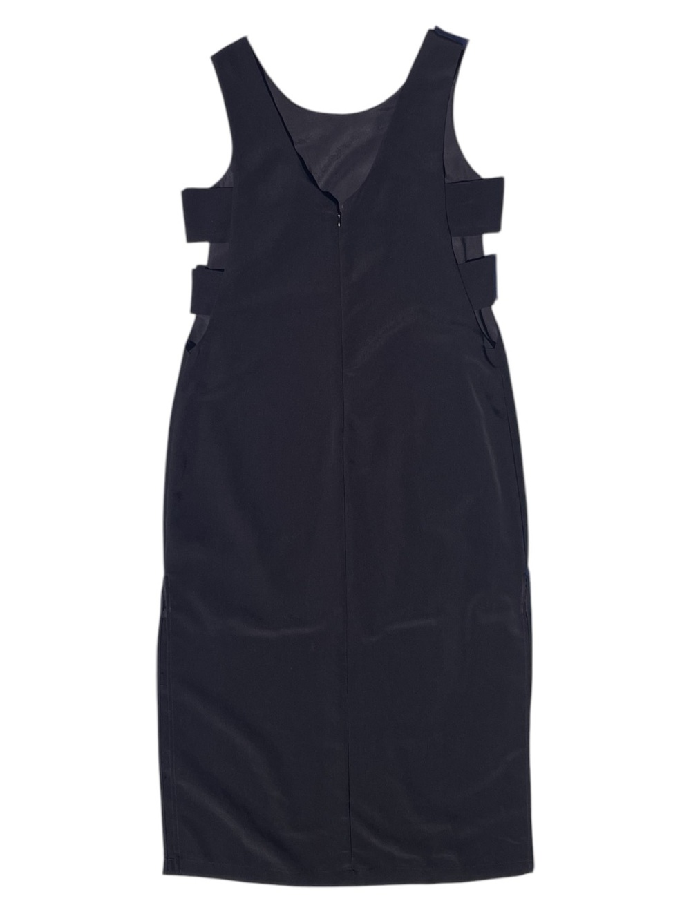 NWT Cutout Midi Dress LBD Minimalist Sheath Cocktail S Black Office Siren Corp - Picture 6 of 12